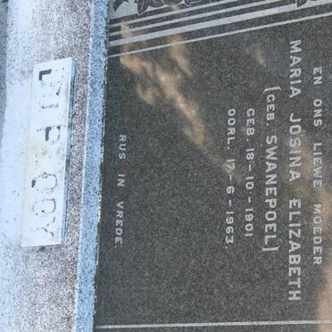 PLOOY Maria Josina Elizabeth, du nee SWANEPOEL 1901-1963