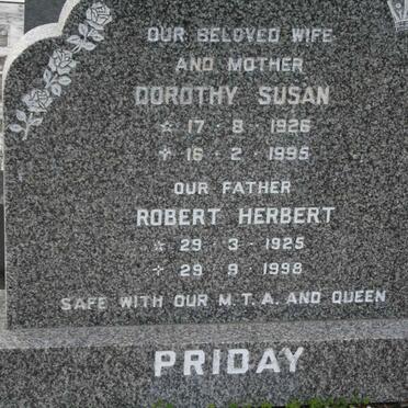 PRIDAY Robert Herbert 1925-1998 &amp; Dorothy Susan 1926-1995