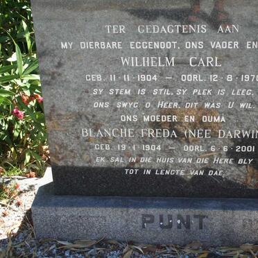 PUNT Wilhelm Carl 1904-1970 &amp; Blanche Freda DARWIN 1904-2001