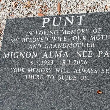 PUNT Mignon Alma nee PARIS 1933-2006