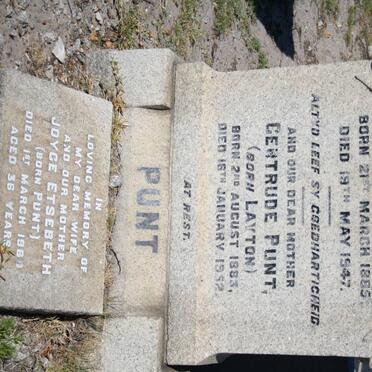 PUNT Gerrit Jan 1885-1947 &amp; Gertrude LAYTON 1883-1952 :: ETSEBETH Joyce nee PUNT -196?