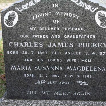 PUCKEY Charles James 1897-1977 &amp; Maria Susanna Magdelena 1907-1983