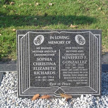 RICHARDS Sophia Christina Elizabeth 1914-2003 :: GONZALLEZ Winefred F. 1931-2010