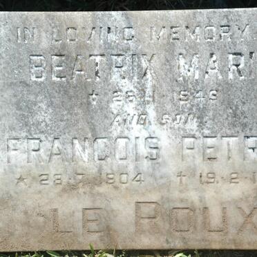 ROUX Beatrix Maria, le -1949 :: LE ROUX Francois Petrus 1904-1988