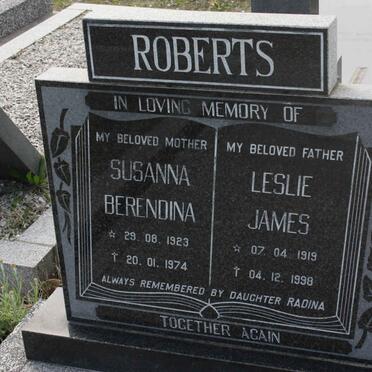 ROBERTS Leslie James 1919-1998 &amp; Susanna Berendina 1923-1974