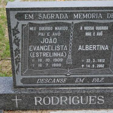 RODRIGUES João Evangelista 1909-1988 &amp; Albertina 1912-2002