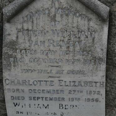 RENEN Henry William, van 1872-1923 &amp; Charlotte Elizabeth 1872-1956 :: VAN RENEN William Bernard 1898-1978