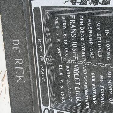 REK Frans Josef, de 1916-1967 &amp; Violet Lilian 1927-1997