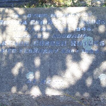 RHODES Arthur Cobden -1952 &amp; Bertha Christiana -1945