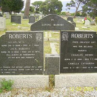 ROBERTS Charles Henry 1906-1994 & Camilla Catharina 1911-1994 :: ROBERTS Jack 1932-1975 :: ROBERTS Allan M.J. 1948-1964