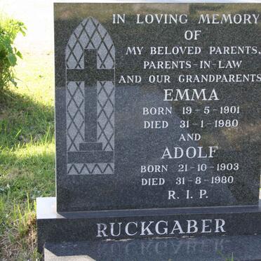 RUCKGABER Adolf 1903-1980 &amp; Emma 1901-1980 
