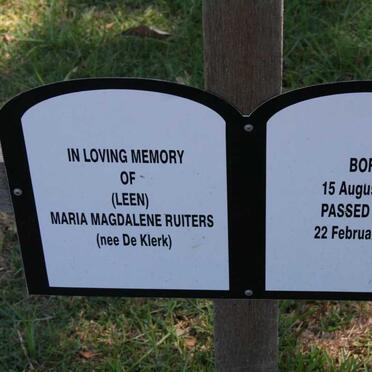 RUITERS Maria Magdalene nee DE KLERK 1932-2006