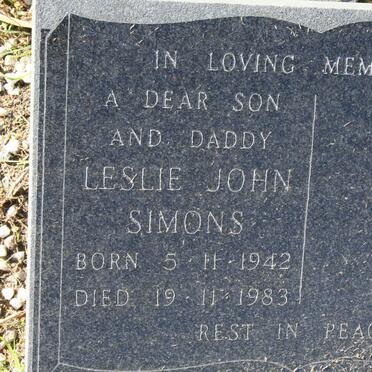 SIMONS Leslie John 1942-1983