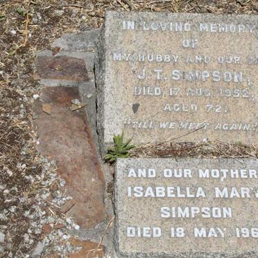 SIMPSON J.T. -1952 &amp; Isabella Mary -1962