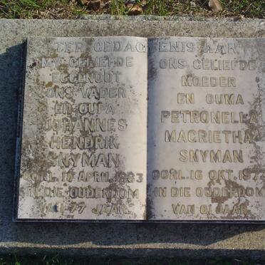 SNYMAN Johannes Hendrik -1963 &amp; Petronella Magrietha -1973