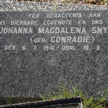 SNYDERS Johanna Magdalena nee CONRADIE 1916-1969