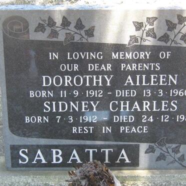 SABATTA Sidney Charles 1912-1982 &amp; Dorothy Aileen 1912-1960