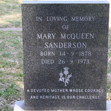 SANDERSON Mary McQueen 1878-1973
