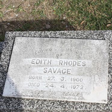 SAVAGE Edith Rhodes 1900-1972