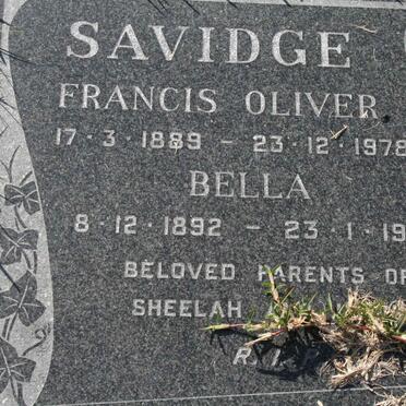 SAVIDGE Francis Oliver 1889-1978 &amp; Bella 1892-1979