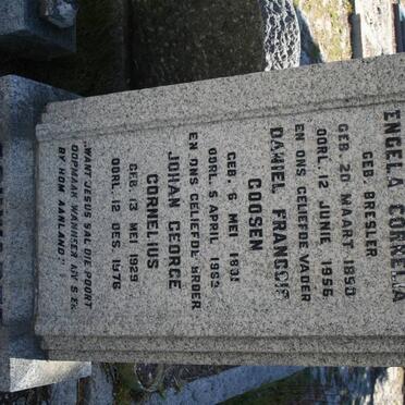 SCHWARTZ Daniel Francois Goosen 1891-1962 &amp; Engela Cornelia BRESLER 1890-1956 :: SCHWARTZ  Johan George Cornelius 1929-1976