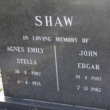 SHAW John Edgar 1907-1982 &amp; Agnes Emily Stella 1907-1971