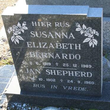 SHEPHERD Jan 1902-1960 &amp; Susanna Elizabeth BERNARDO 1919-1989