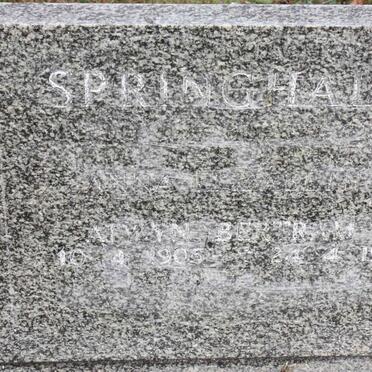 SPRINGHALL Alwyn Bertram 1905-1985 &amp; Anna Elizabeth 1903-1975