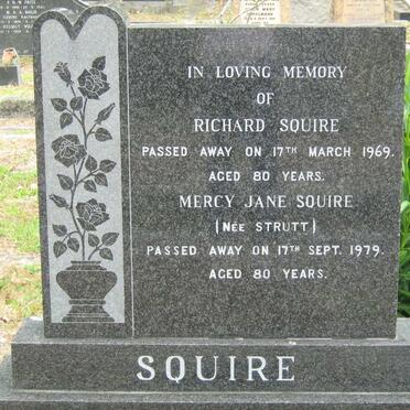 SQUIRE Richard -1969 &amp; Mercy Jane STRUTT -1979