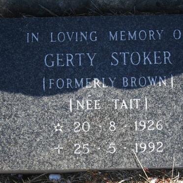 STOKER Gerty formerly BROWN nee TAIT 1926-1992