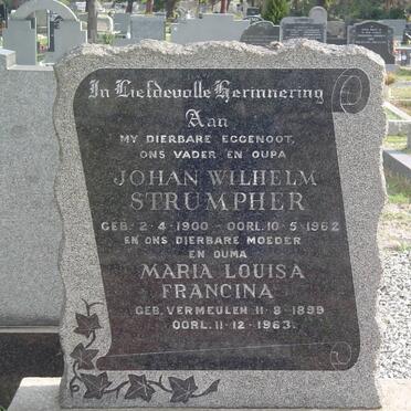 STRUMPHER Johan Wilhelm 1900-1962 &amp; Maria Louisa Francina VERMEULEN 1899-1963