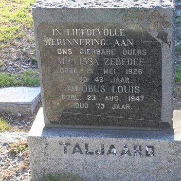 TALJAARD Jacobus Louis -1947 &amp; Millissa Zebedee -1926