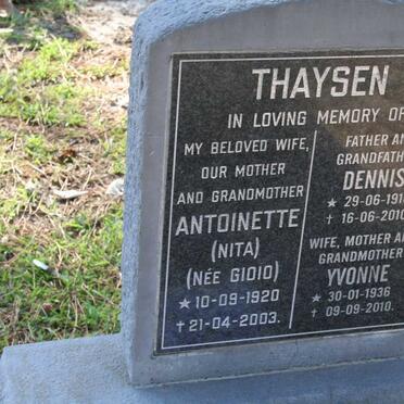 THAYSEN Dennis 1918-2010 &amp; Antoinette GIOIO 1920-2003 :: THAYSEN Yvonne 1936-2010