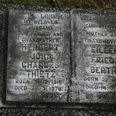 THIETZ Herbert John Charles 1910-1976 &amp; Eileen Frieda Bertha 1910-1978