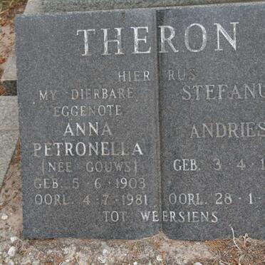 THERON Stefanus Andries 1909-1983 &amp; Anna Petronella GOUWS 1903-1981