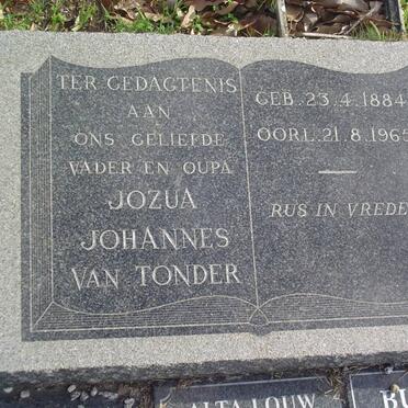 TONDER Jozua Johannes, van 1884-1965