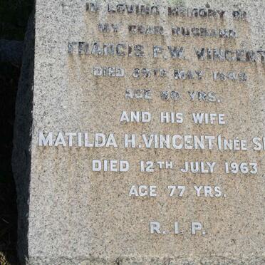 VINCENT Francis P.W. -1949 &amp; Matilda H. SEALE -1963