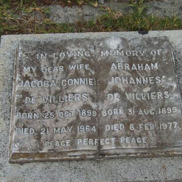 VILLIERS Abraham Johannes, de 1899-1977 &amp; Jacoba 1899-1964