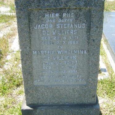 VILLIERS Jacob Stefanus, de 1871-1959 &amp; Martha Wilhelmina Du TOIT 1873-1951