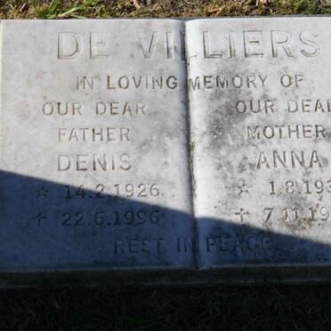 VILLIERS Denis, de 1926-1996 &amp; Anna 1931-1997