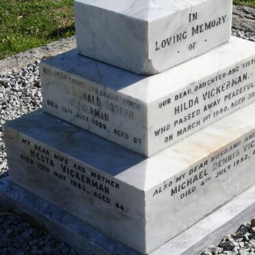 VICKERMAN Leslie Donald Joseph -1989 &amp; Hesta -1985 :: VICKERMAN Michael Dennis -1952 :: VICKERMAN Hilda -1940