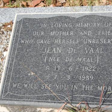 VAAL Jean, de nee DE WAAL 1922-1989