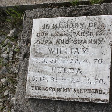 VOLBRECHT William 1881-1970 &amp; Hulda 1891-1970