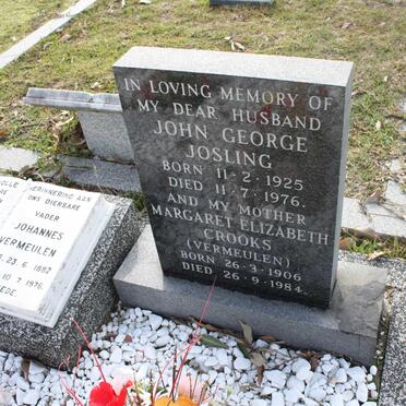 JOSLING John George 1925-1976 :: CROOKS Margareth Elizabeth nee VERMEULEN 1906-1984