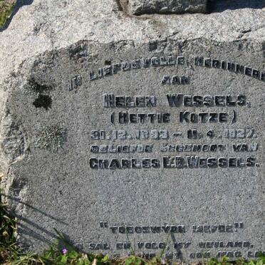 WESSELS Helen nee KOTZE 1893-1927