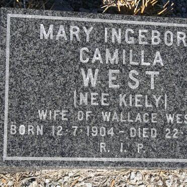 WEST Wallace -1962 &amp; Mary Ingeborg Camilla KIELY 1904-1983 