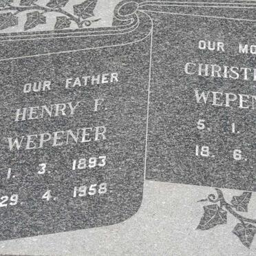 WEPENER Henry F. 1893-1958 &amp; Christina W. 1893-1970