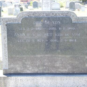 WET Anna C. S., de nee DE VOS 1879-1964 :: DE VOS Dirk 1915-1945