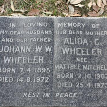 WHEELER Johann W.W. 1895-1972 &amp; Alida C. MATTHEE-MITCHELL 1902-1973