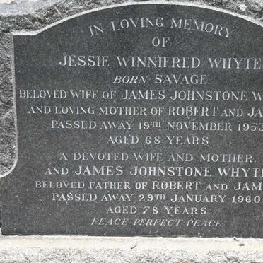 WHYTE James Johnstone -1960 &amp; Jessie Winnifred SAVAGE -1953